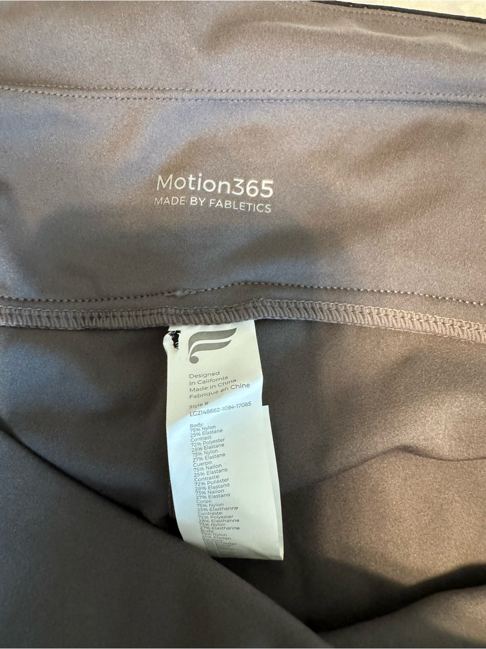 Fabletics Motion365 Gray Athletic Leggings with Black Mesh Panels & Pockets - Picture 7 of 9